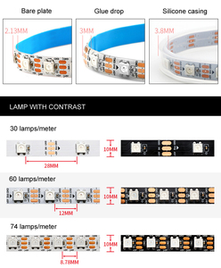 WS2812B Светодиодная лента 5 в SMD5050 144 светодиодов/м гибкая 30 пикселей 2812B WS2812 модифицируемая RGB лента освещения 2812 WS2812B Светодиодная лента - Product Image 5