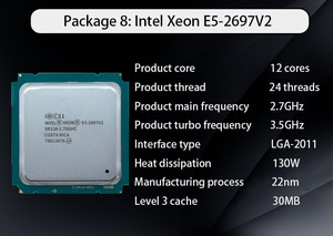 Hızlı kargo CPU Xeon E5 2697 v2 resmi sürümü 2.7GHz LGA2011 CPU işlemci - Product Image 2