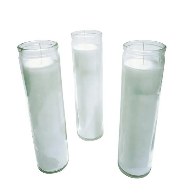 Paraffin Wax Novena Vigil Clear plain Glass Jar 5 to 7 Day White Candle for church