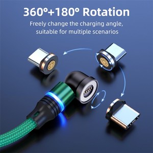 Enkay Hat Prince สายเคเบิลแม่เหล็กหมุนได้1เมตร3A USB เป็น ip/type-c/micro USB สายข้อมูลพร้อมไฟ LED - Product Image 3