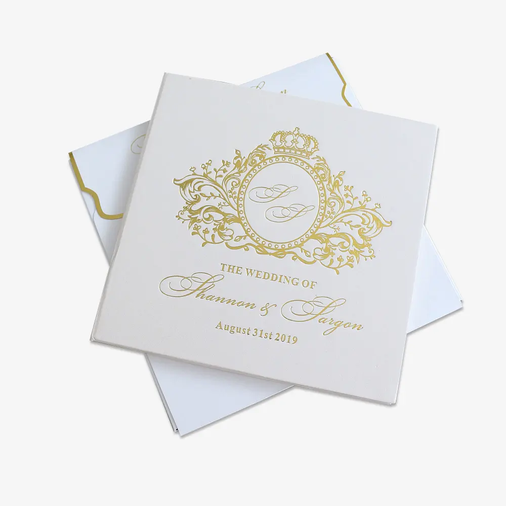 Tarjetas de invitación de boda de cubierta dura, personalizadas, con RSVP, color blanco, nuevo diseño