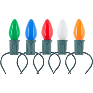 EE. UU. Enchufe colorido tungsteno C7 cadena de luces 25 LED Navidad exterior patio 120V impermeable decoración luces cadena - Product Image 1