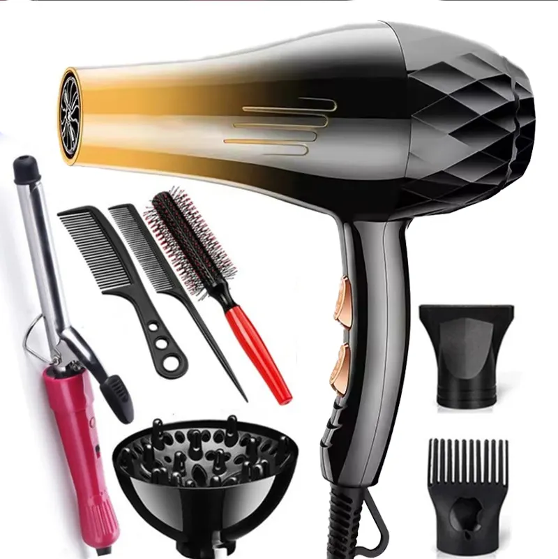 Pengering Rambut Profesional, Pengering Rambut Salon 6-In-1 Otomatis Pengeriting Sisir Rambut Lurus Cepat Kering