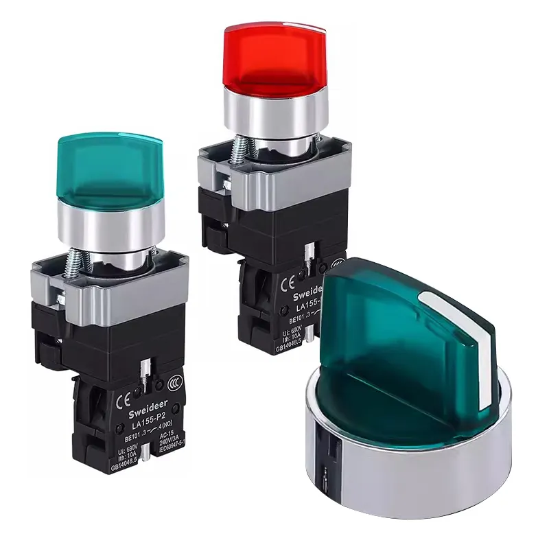 22mm lumière LED verrouillage momentané 2/3 positions commutateurs de sélection rotatifs bouton lumineux interrupteur de bouton d'alimentation pour armoire de commande