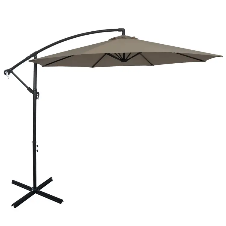 Top Quality Atacado Ferro Quadro Tilt Mecanismo Offset Banana pátio Guarda-chuva Pendurado Ao Ar Livre Cantilever Parasol Para Restaurante