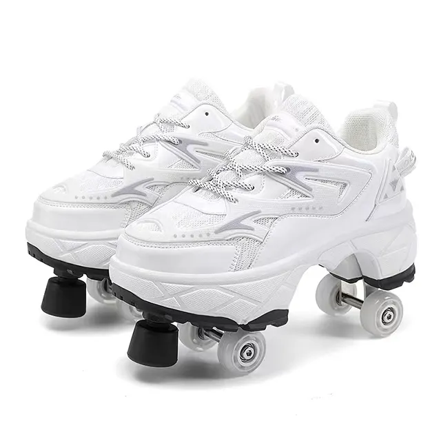 Fashion Sneakers Double 4 Wheels Comfortable Waterproof Christmas Gifts Kick Out Wheeled Roller Skate Shoes for Girls Boys
