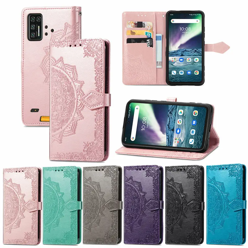 Capa magnética de couro com suporte pra carregamento, capa em relevo para umidigi a9 pro a7s a11 s3 pro