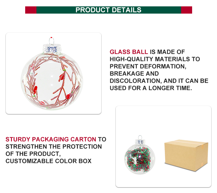 Factory Wholesale christmas tree ball transparent clear ornaments glass ball christmas decoration Bauble round fillable
