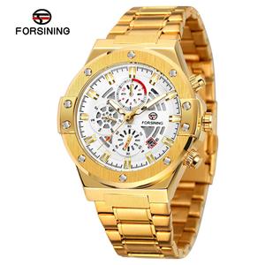 Forsining Water Resistant Acciaio Automatico Custom Meccanico Orologio Da Polso Da Uomo s Scheletro Multi Funzionale Data Settimana Automatico Orologi - Product Image 1