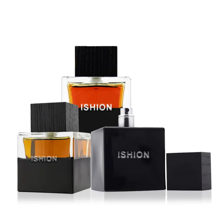 Fabricants en gros bouteilles de parfum carrées en verre transparent bouteilles de parfum nues peuvent être logo personnalisé