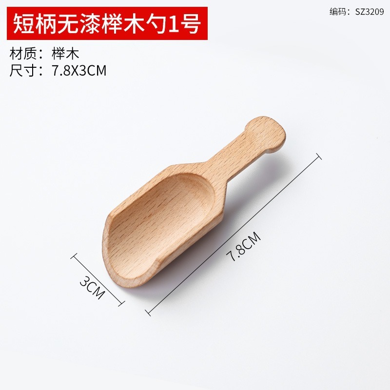 Cuchara de madera sin pintar con mango corto, tamaño 1, 7.8*3cm