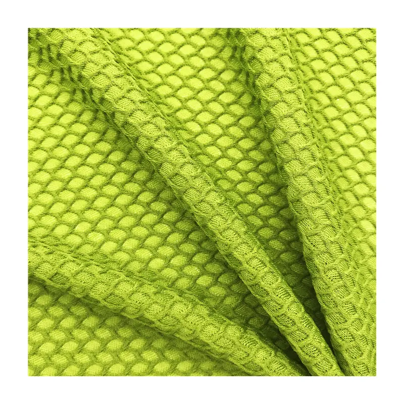 Tissu maille en nid d'abeille 86% polyester 14% élasthanne, tissu tricoté pour le sport, offre spéciale