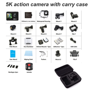 EISアンチシェイク付き5K30FPSアクションカメラEVAナイロンキャリーカメラとリモコン付き4K60FPSスポーツDV