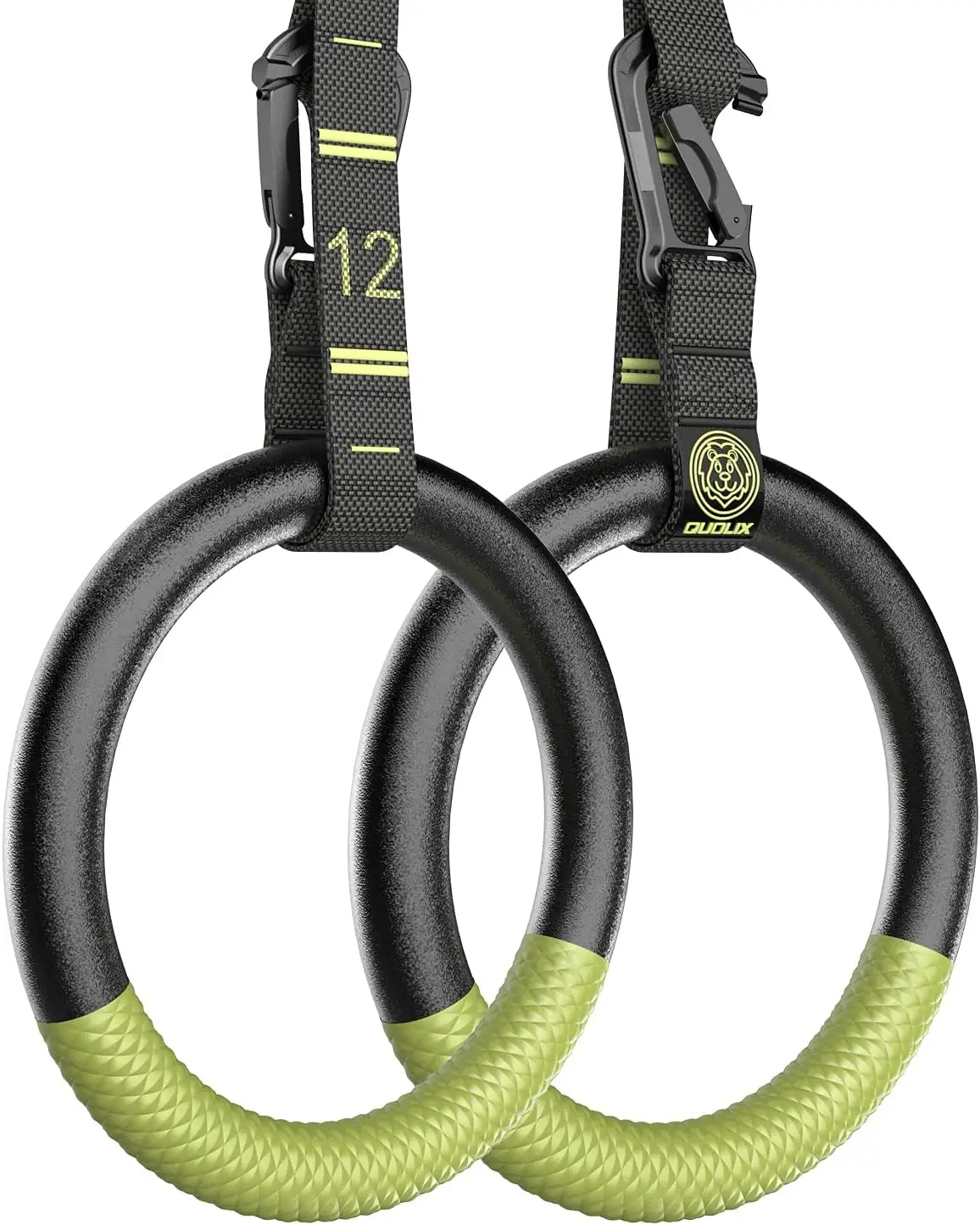 Gymnastic Rings 1100lbs Capacity Adjustable Buckle Straps Pull Up Exercise Rings Non-Slip Rings for Home Gym Full Body Workout