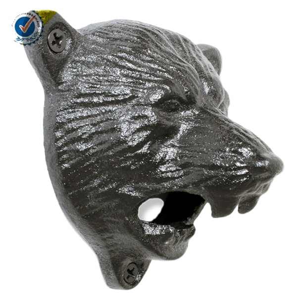 Hoge Kwaliteit Lege Metalen 3D Zwarte Beer Wall Mount Flesopener