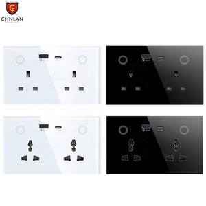 British <strong>UK</strong> Standard 16A Touch Glass Panel Tuya Zigbee Smart Socket Double Wall <strong>Mount</strong> Outlets with USB Type C 220V AC - Product Image 5