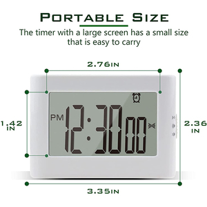 J & R Große LCD Rechteck Magnet Küche Timer Digital Count Up Down Wecker Stop Kochen Werkzeug Kochen Alarm timer mit Uhr - Product Image 4
