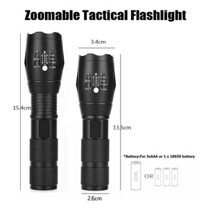 Zoom uzun menzilli 500 metre Led yakınlaştırma flaş ışığı yüksek güç çalışma USB şarj meşale parlak ışık taktik açık ev feneri - Product Image 3