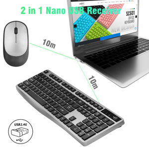 Fabricantes de teclado y ratón, combinación de teclado y ratón inalámbricos plateados personalizados, teclado y ratón Azerty para tableta - Product Image 2