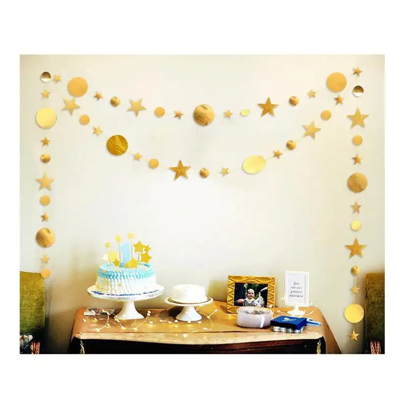 4M Mirror Paper Star String Banner Happy Birthday Animal Party Decor Pineapple Party Decoration Garlands Curtain Ornaments Party