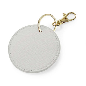 Moda PU Couro Cor Sublimação Forma Redonda Keychain Personalizado Logo Charm Bag Tote Pendant Keychain Charm Decoration