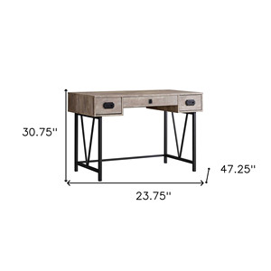 HMS 24\&quot; Taupe and Black Wooden Gaming Desk <strong>Computer</strong> &amp; Laptop <strong>Table</strong> with <strong>Three</strong> Drawers Foldable &amp; Storage Features