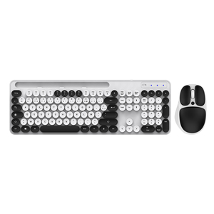 Retro Round Keycap Typewriter <strong>Keyboard</strong> with Phone/Tablet Holder Cute <strong>Colorful</strong> Wireless <strong>Keyboard</strong> <strong>and</strong> <strong>Mouse</strong> Combo for <strong>Computer</strong> - Product Image 2