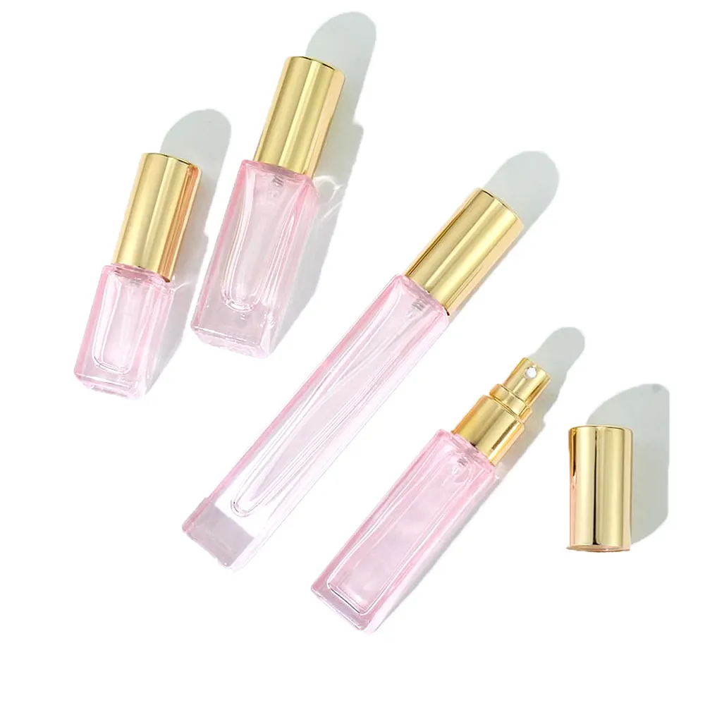 Atomizador de perfume de óleo vazio 3ml 5ml 10ml 15ml, frasco de vidro quadrado transparente com spray, cores personalizadas de fábrica