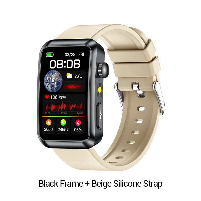 Cadre noir + bracelet en silicone beige