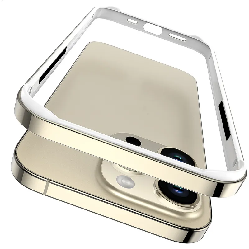 Para o iphone case a liga luxuosa do quadro do metal case o amortecedor para o iphone 15 case o alumínio do ouro
