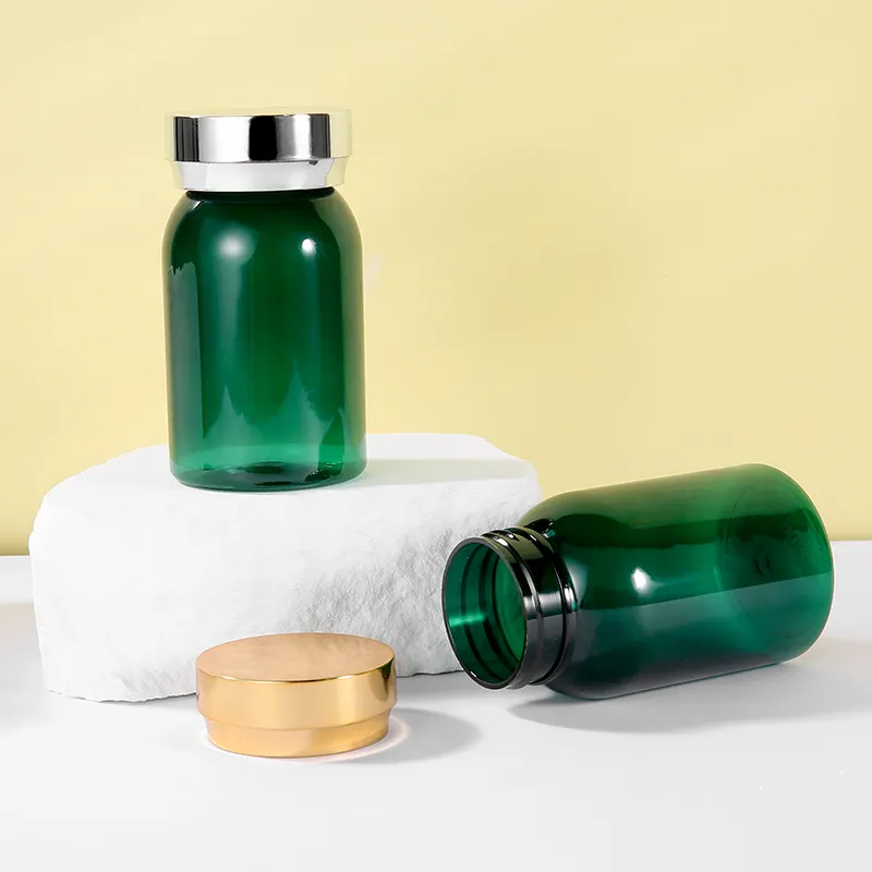 In Voorraad Medicijnen Gezondheidszorg Producten Huisdier Transparante Fles Verpakking Vitamine Capsule Bus Plastic Pil Fles Groen