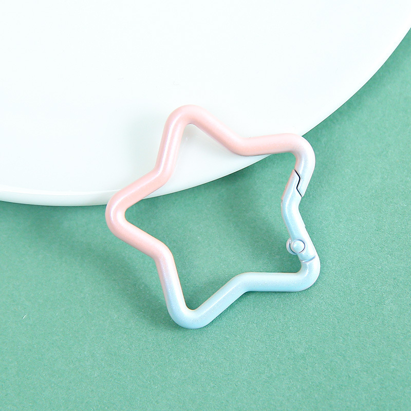 Light blue to light pink gradient five-pointed star spring clasp