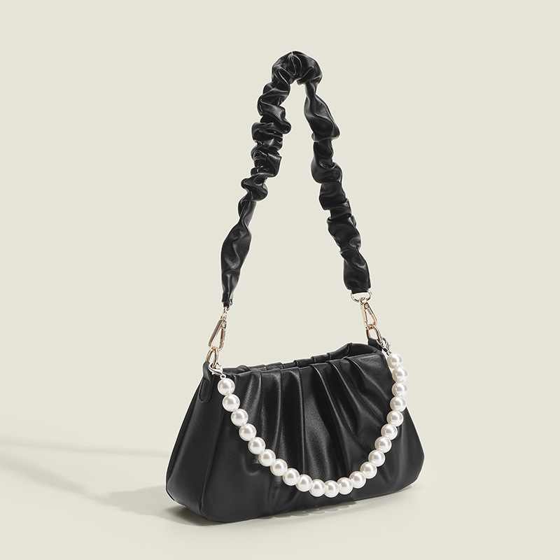 Black + pearl + shoulder strap