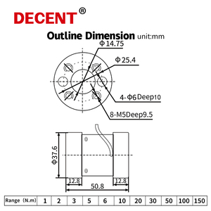 Roboter kraft drehmoments ensor Miniatur-Doppel flansch Typ Reaktion Statische Kraft Drehmoments ensoren 10Nm 20Nm 30Nm 50Nm 100Nm