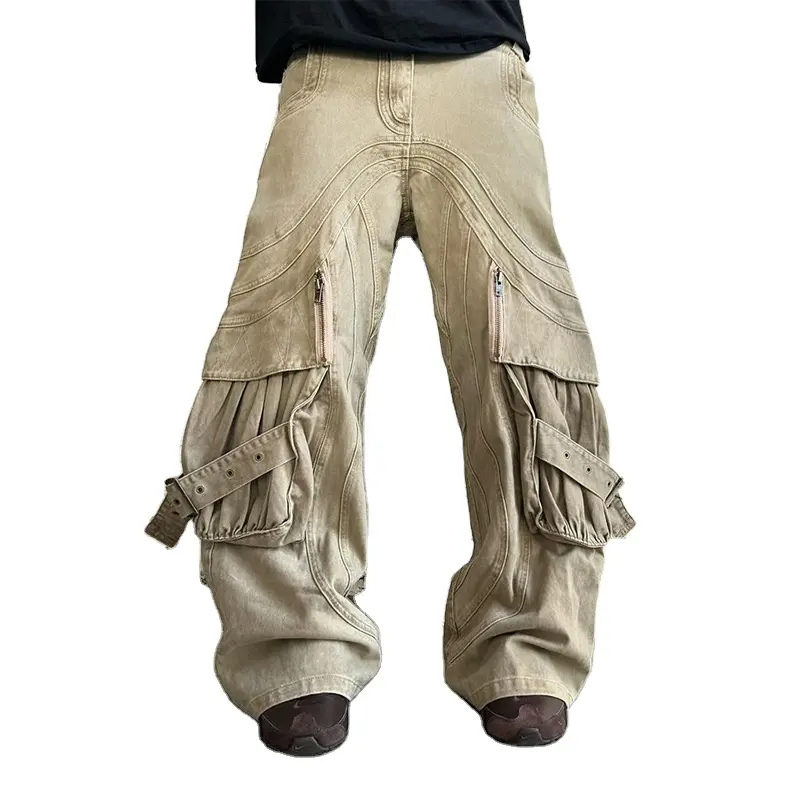 DIZNEW Jeans Hip Hop en vrac vente en gros de jeans cargo baggy de haute qualité jeans légers pour hommes avec eau de lavage lourde