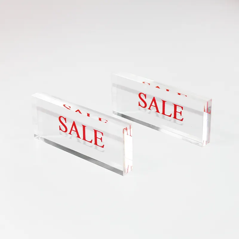 clear cube sign display block personalized acrylic name plate transparent acrylic logo block