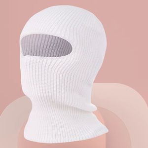 定制刺绣标志全脸覆盖空白针织巴拉克拉瓦脖子面具帽子男女通用冬季单孔糖果色滑雪面具