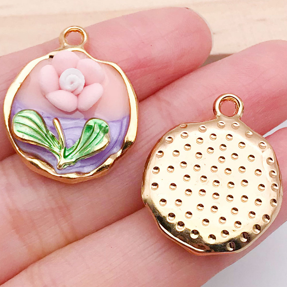 Grande fleur double couleur 24x19mm rose