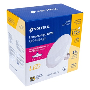 Volteck ยูเอฟโอ LEDCI-120C LED 18W (เทียบเท่า125W) กล่องอบอุ่น6500K 4000K ETL ได้รับการรับรองสำหรับใช้ในที่อยู่อาศัย A19 SMD พลาสติก PC DC AC - Product Image 1