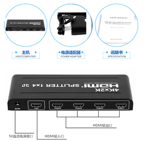 Divisor de HDMI, 1x4, entrada Scart, salida Hdmi a Scart, convertidor negro, bonito, OEM, tiempo de potencia, paquete de Color
