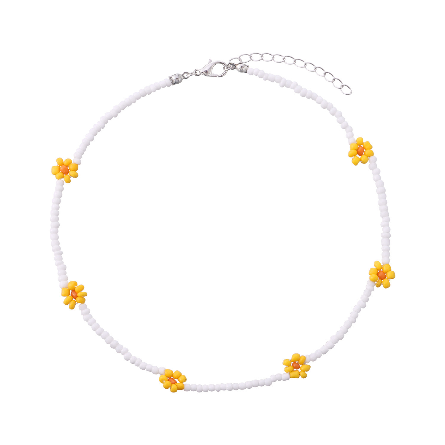 7 perles de riz blanc fleurs jaunes