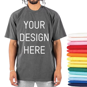 Toptan erkek yumuşak rahat gömlek OEM T-shirt baskılı Logo düz T-shirt Blend 60 pamuk 40 polyester özel T Shirt