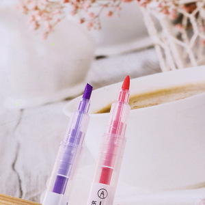 彩色双尖6色学生用彩色键线标记斜尖荧光笔水彩笔 - Product Image 4