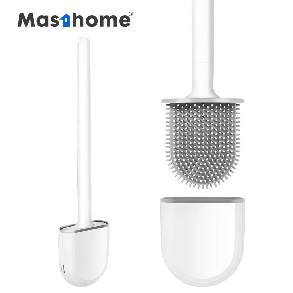 Masthome Barato Venda Quente Banheiro De Plástico De Duas Seções Handle Soft TPR Escova De Limpeza De Silicone Escova Do Toalete