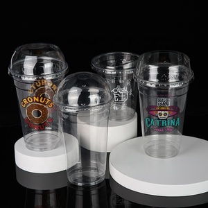 Özel <span class=keywords><strong>8Oz</strong></span> 10Oz 12Oz 14Oz 16Oz plastik içecek bardağı temizle tek kullanımlık kahve PET plastik bardaklar kapaklı