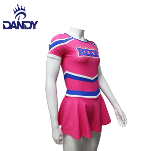 Custom Printed Sparkly Short Sleeves Applique Logo <strong>pink</strong> Cheerleading Uniform Sets Mesh Fancy Spandex <strong>Cheer</strong> Wear for Adults - Product Image 5