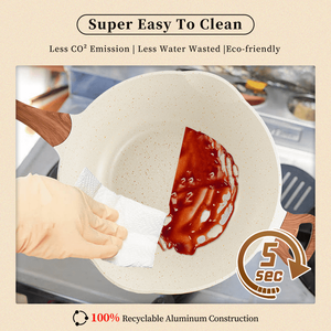 Pentole e padelle Set di pentole in granito antiaderenti in alluminio, padella per wok, pentole per zuppa, Set di pentole, padella con coperchio, manici in legno - Product Image 3