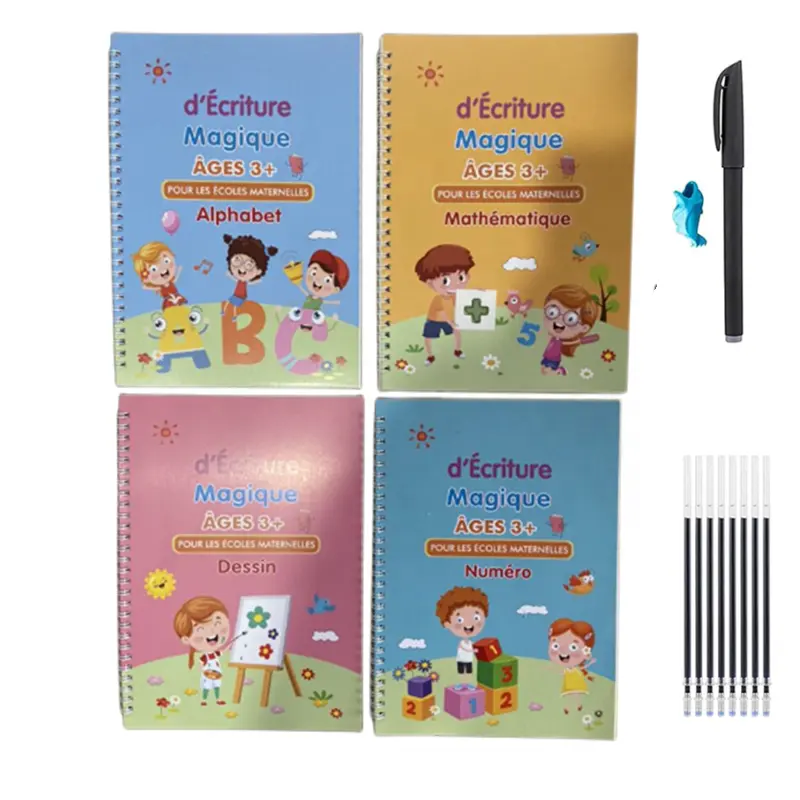 Mskwee German French Copybook Magic Reusable Writing Handwriting Copybook For Kids Children Book Calligraphy Montessori Toy