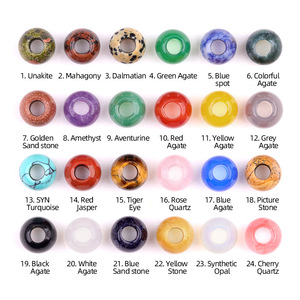 Toptan büyük 12mm 5mm delik yeşil kristal akik doğal taş gevşek DIY takı yapımı için labradorit Jasper Apatite kırmızı - Product Image 2