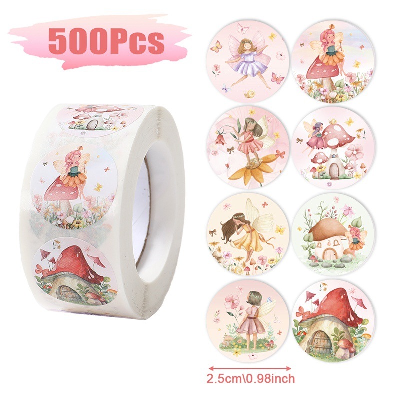 Autocollant rond fée des fleurs